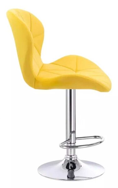 LuxuryForm DESIGN Barová stolička LIVIO VELUR na striebornom tanieri - žltá