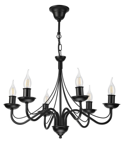 Luster na reťazi ANTON 6xE14/60W/230V čierny