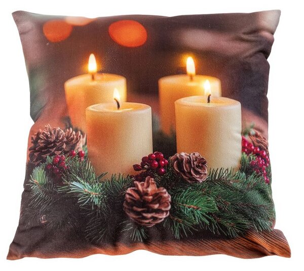 Vankúšik s LED svetlom ADVENTNÝ VENIEC 40 x 40 cm