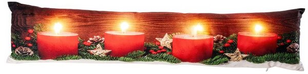 Vankúš proti prievanu s LED ČERVENÉ SVIEČKY 18 x 85 cm