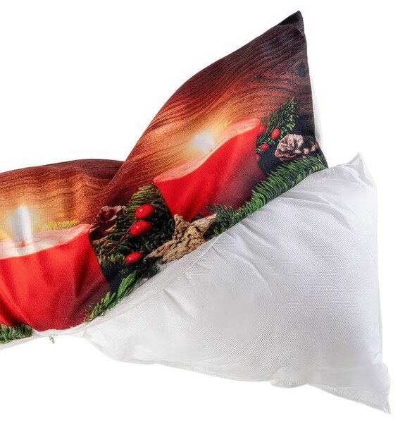 Vankúš proti prievanu s LED ČERVENÉ SVIEČKY 18 x 85 cm