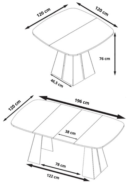 Dizajnový rozkladací jedálenský stôl SUDE 100/180 - 120/200 cm Veľkosť stola: 100 - 180 cm
