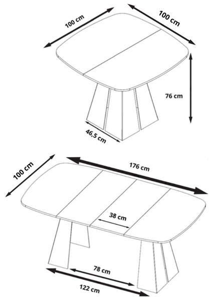 Dizajnový rozkladací jedálenský stôl SUDE 100/180 - 120/200 cm Veľkosť stola: 100 - 180 cm