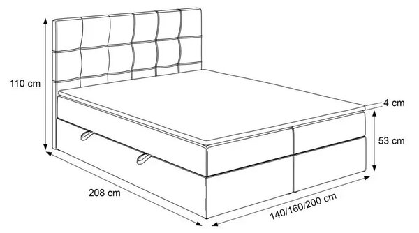 Čalúnená kontinentálna posteľ ROZUM 140 x 200