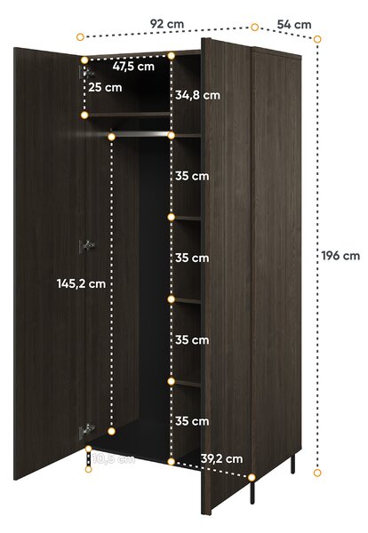 Skriňa Piemonte 92x196x54 - jaseň portland/čierna