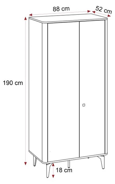 Šatníková skriňa AYLIN 88 cm orech + kašmír