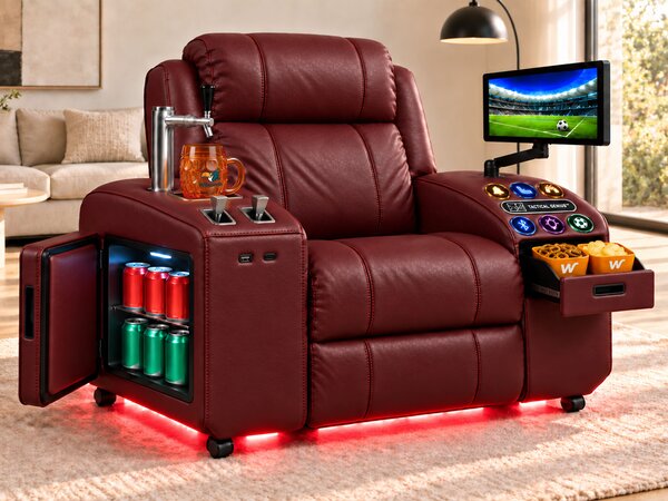 Comfy AF 18 Pro Burgundy - Masážne kreslo so smart výčapom a funkciou Tactical Genius™