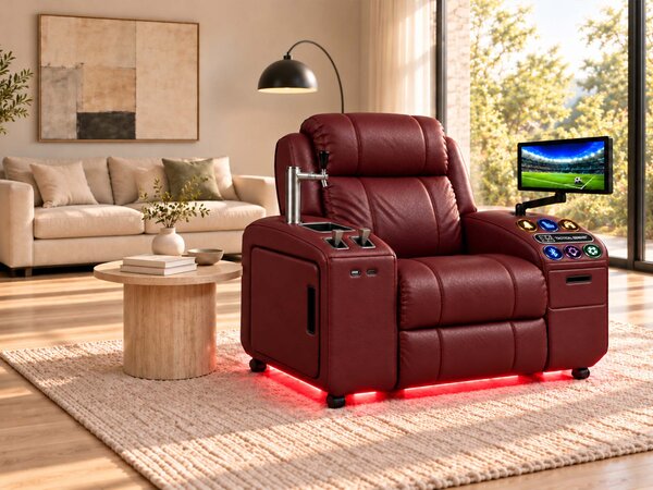 Comfy AF 18 Pro Burgundy - Masážne kreslo so smart výčapom a funkciou Tactical Genius™