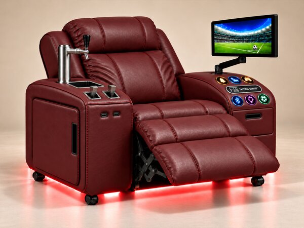 Comfy AF 18 Pro Burgundy - Masážne kreslo so smart výčapom a funkciou Tactical Genius™