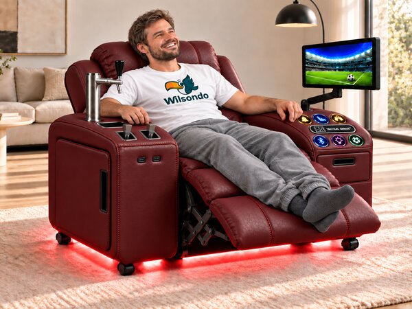 Comfy AF 18 Pro Burgundy - Masážne kreslo so smart výčapom a funkciou Tactical Genius™