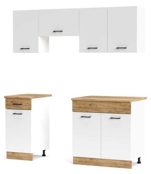NEJBY Kuchynská linka PIETRUS 120/180 cm, biela/dub craft