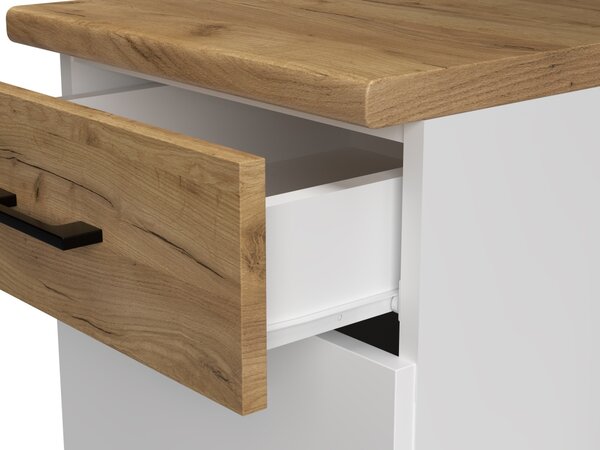 NEJBY Kuchynská linka PIETRUS 120/180 cm, biela/dub craft
