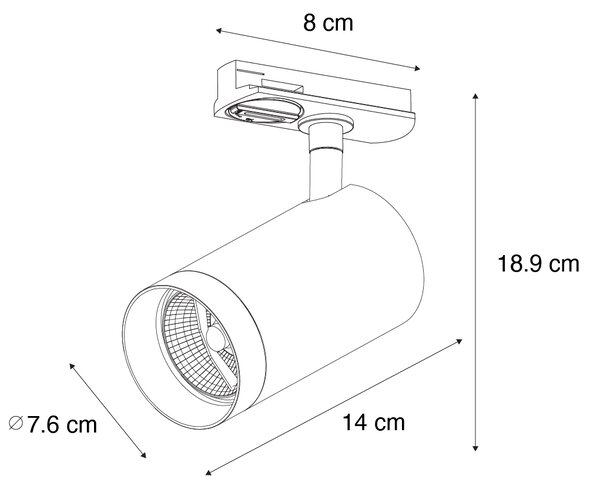 Moderný bodový reflektor biely pre 1-fázový koľajnicový systém 70 mm - Iconic Jeana Luxe