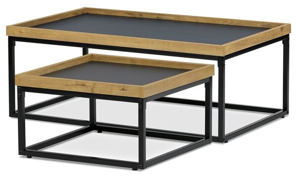 NEJBY Konferenčný stolík GARLEMXER II, 100x60, divoký dub, čierny kov