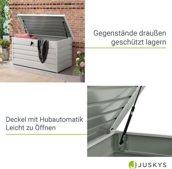 Kovový záhradný box 380 l, uzamykateľný, biely