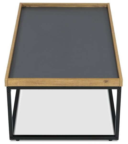 NEJBY Konferenčný stolík GARLEMXER II, 100x60, divoký dub, čierny kov