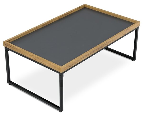 NEJBY Konferenčný stolík GARLEMXER I, 100x60, divoký dub, čierny kov