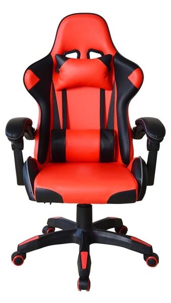 Ergonomická kancelárska stolička s vankúšikmi, čierno-červen