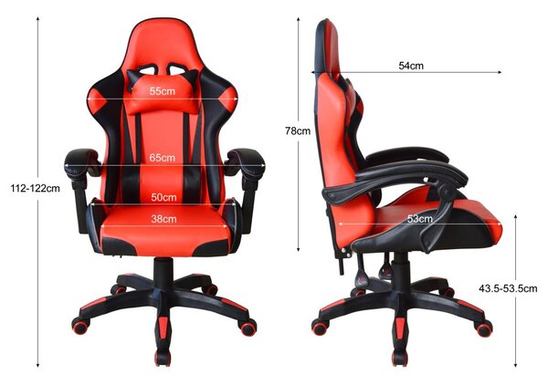 Ergonomická kancelárska stolička s vankúšikmi, čierno-červen