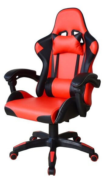 Ergonomická kancelárska stolička s vankúšikmi, čierno-červen