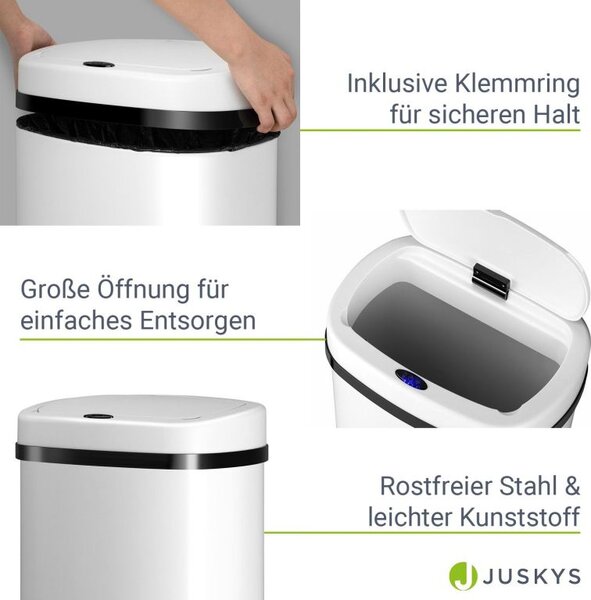 Automatický bezdotykový odpadkový kôš 50 l – biely