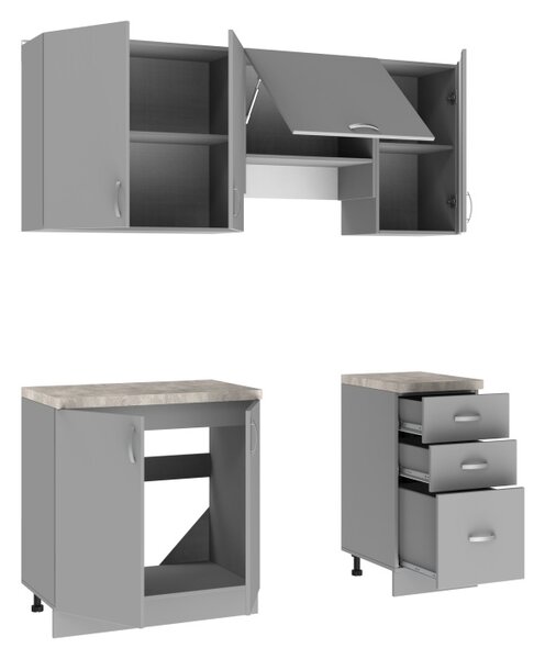 NEJBY Kuchynská linka VALSON 120/180 cm, lávovo sivá