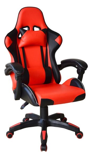 Ergonomická kancelárska stolička s vankúšikmi, čierno-červen