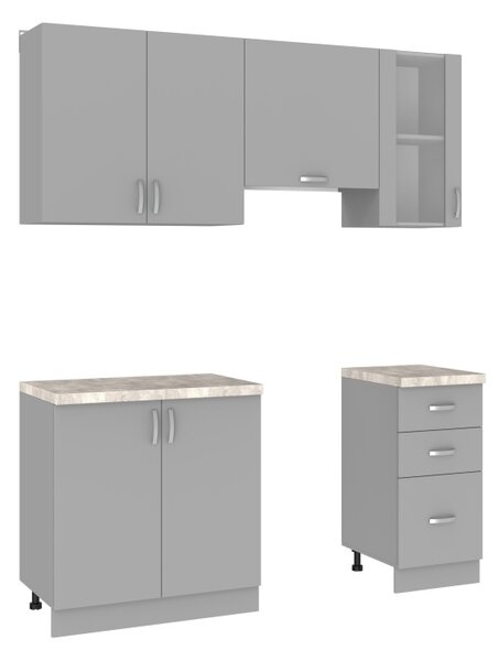 NEJBY Kuchynská linka VALSON 120/180 cm, lávovo sivá