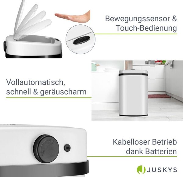 Automatický bezdotykový odpadkový kôš 50 l – biely