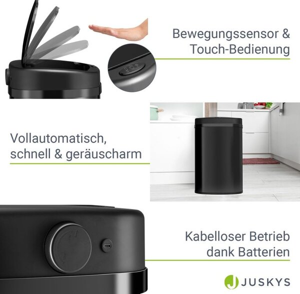 Automatický bezdotykový odpadkový kôš 50 l – čierny