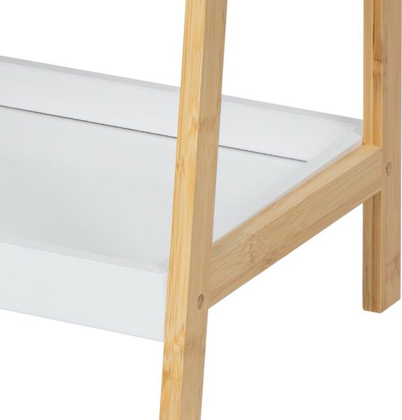 Bambusový regál so 4 policami, biely, 85 x 39 x 29 cm