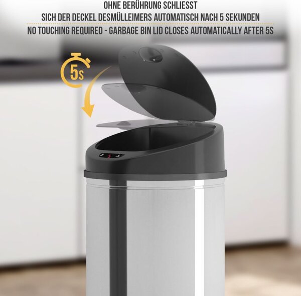 Odpadkový kôš so senzorom 40 l strieborný