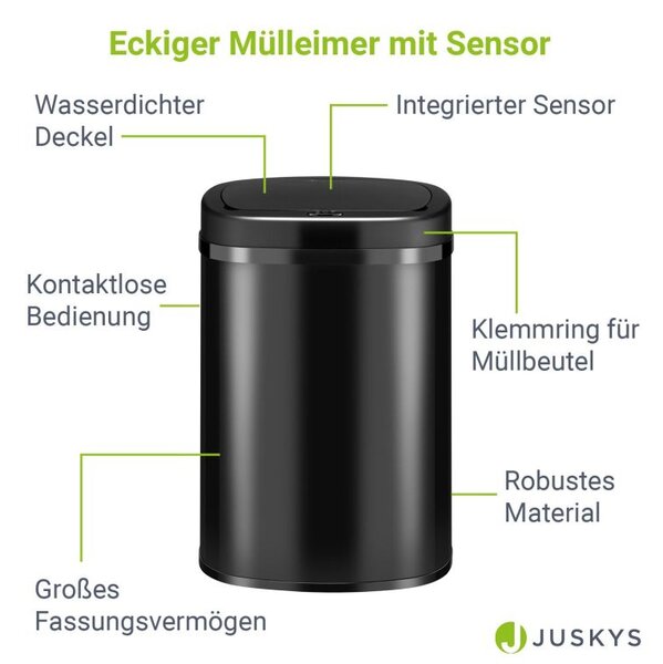 Automatický bezdotykový odpadkový kôš 50 l – čierny