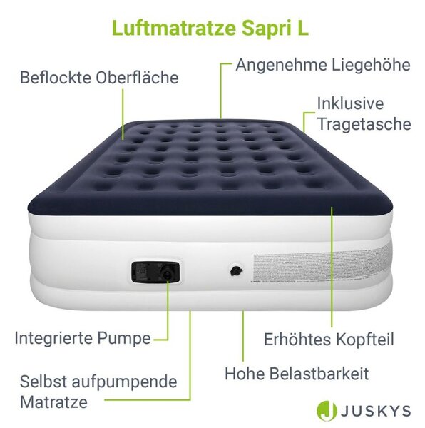Nafukovacia posteľ s elektrickou pumpou 197x154x45 cm, biela