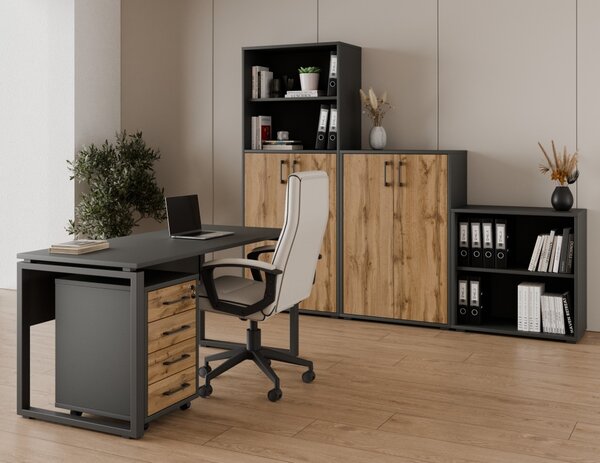 Kancelárska zostava NEJBY GIANNI PREMIUM 4, antracit/dub wotan