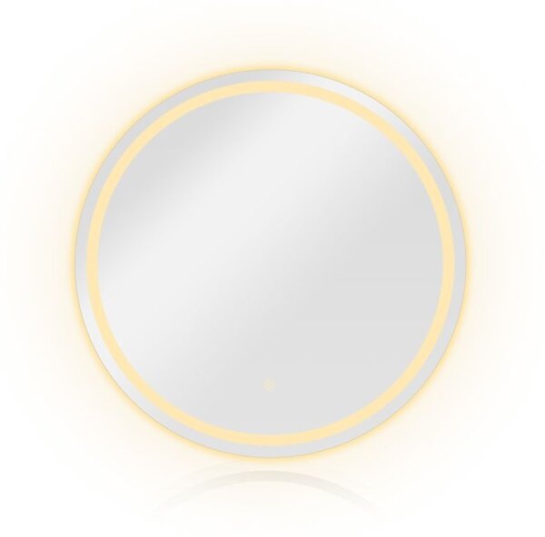 LED kúpeľňové zrkadlo 70x70 cm, okrúhle, s rámom
