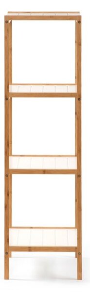 Bambusový regál 4 police biely 110 x 33 x 34 cm