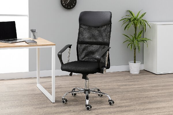 Kancelárska stolička čierna, ergonomická, sieťovaná, nastavi