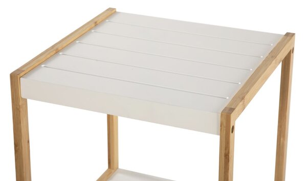Bambusový regál 4 police biely 110 x 33 x 34 cm