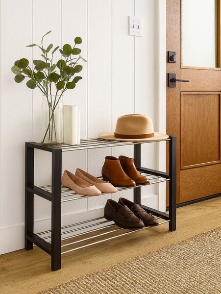 Kovový botník čierny 80 x 50 x 30 cm