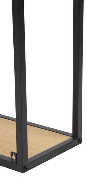 Otvorený kovový regál s policami v dekore dreva, 91x75x20 cm