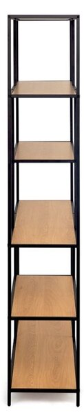Kovový regál s drevenými policami 77x185x35 cm, čierny