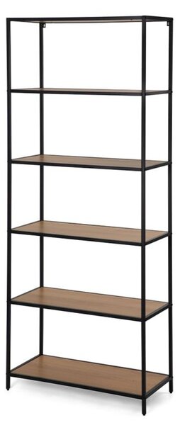 Kovový regál s policami v dekore dreva 77x185x35 cm