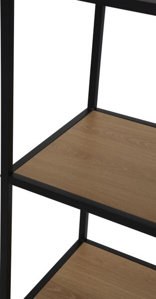 Kovový regál s policami v dekore dreva 77x185x35 cm