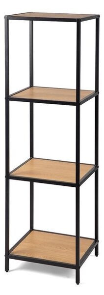Kovový regál s policami v dekore dreva 120x37x35 cm