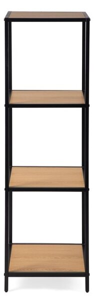 Kovový regál s policami v dekore dreva 120x37x35 cm