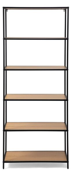 Kovový regál s policami v dekore dreva 77x185x35 cm