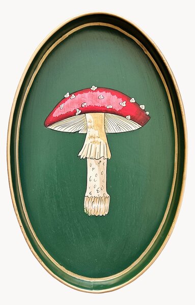 Ručne maľovaný dekoračný podnos Mushroom