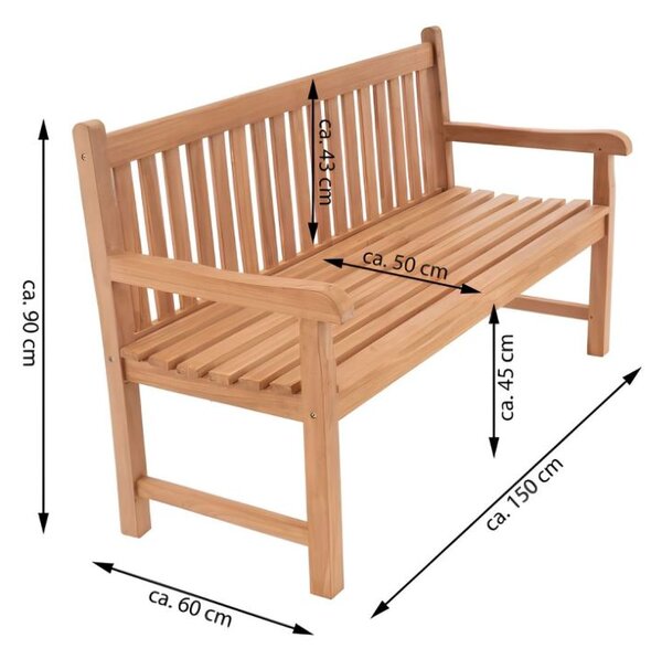 Záhradná lavica DIVERO 3-miestna, masív 150 cm