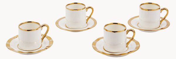 Porcelánové šálky na espresso's podšálkami Golden, 8 ks